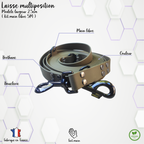 Laisse multiposition personnalisable 2.5cm Biothane