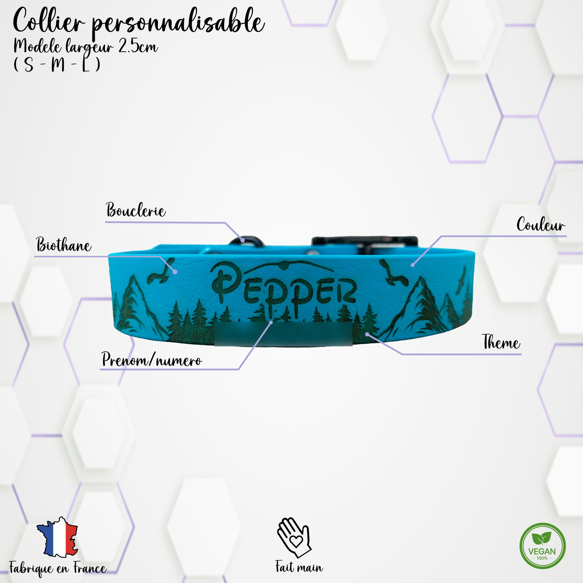 Collier personnalisable 2.5cm Biothane